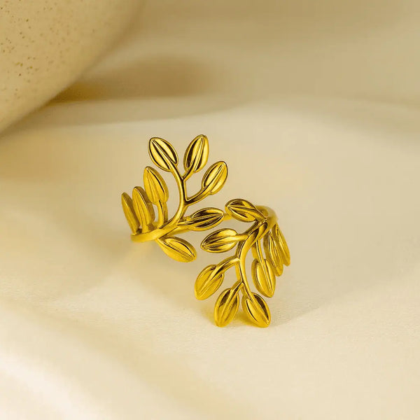 Golden Leaf Vine Adjustable Ring