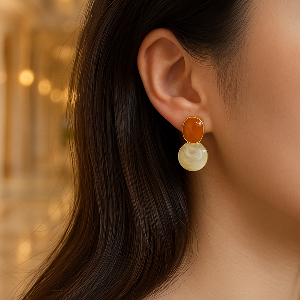 Amber Pearl Duo Studs