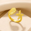 Golden Seashell & Starfish Ring – Beachy Vibes in Style
