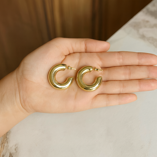 Classic Chunky Gold Hoop Earrings