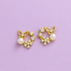 Pearl Flutter Halo Stud Earrings