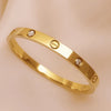 Golden Screw-Detail Crystal Bangle