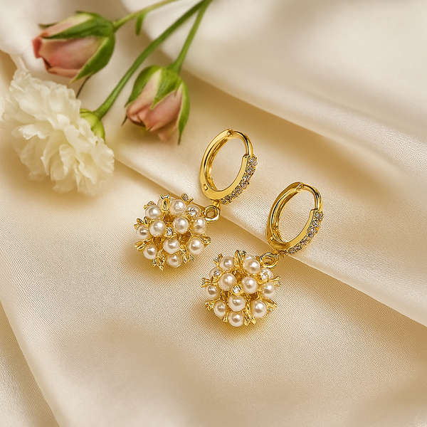 Pearl Cluster Drop Earrings
