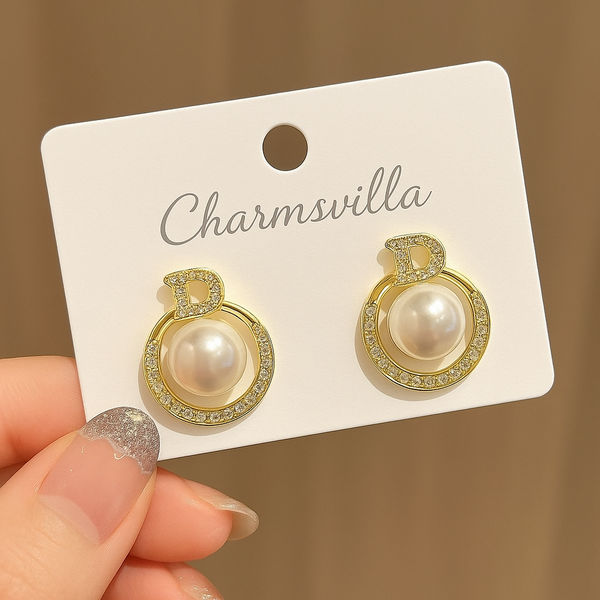D’ Elegance Pearl Stud Earrings
