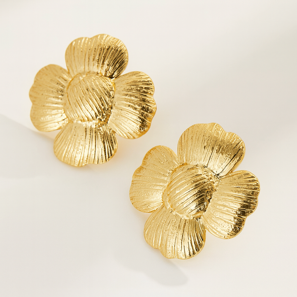 Golden Bloom Studs - anti Tarnish Earrings