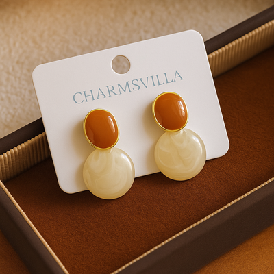 Amber Pearl Duo Studs
