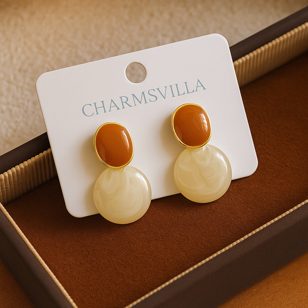 Amber Pearl Duo Studs