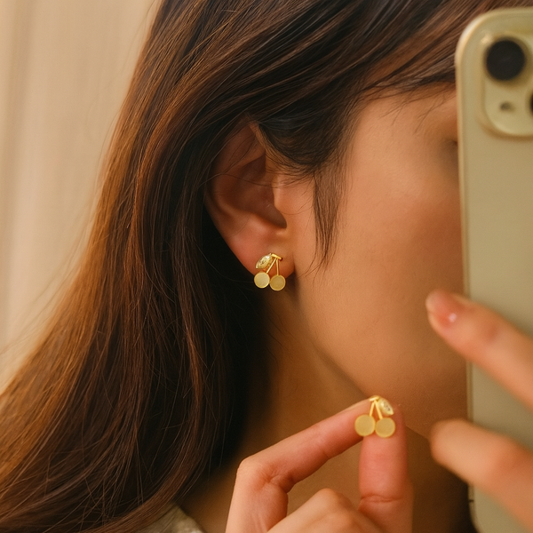 : Golden Cherry Glow Earrings