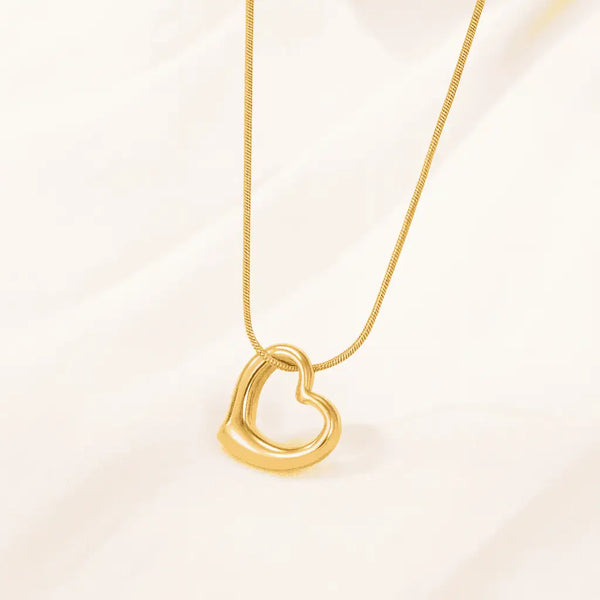 Open-Heart Pendant Necklace -Waterproof and Anti-Tarnish