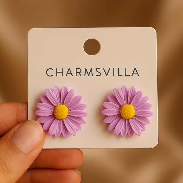 Lilac Daisy Studs Earrings