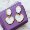 White Elegance Heart Drops Earrings