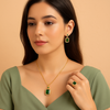 Green Emerald Necklace & Earring Set – Elegant Gold‑Plated Crystal Jewellery