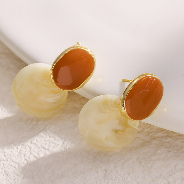 Amber Pearl Duo Studs