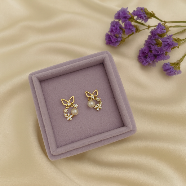 Pearl Flutter Halo Stud Earrings