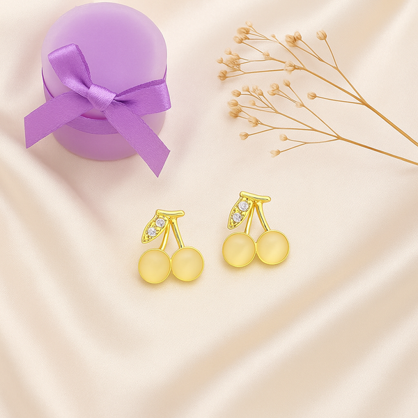 : Golden Cherry Glow Earrings