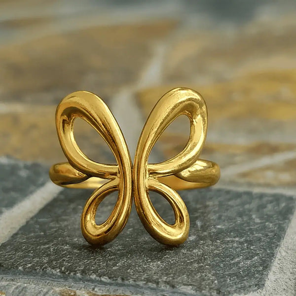 Golden Butterfly Adjustable Ring
