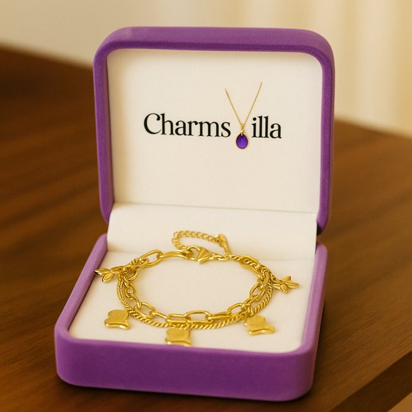 “Double‑Layer Gold Butterfly Charm Bracelet – Anti‑Tarnish Korean Style”
