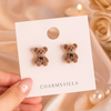 Tiny Teddy Charm Studs Earrings