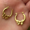 Golden Bow Hoop - Anti Tarnish Earrings