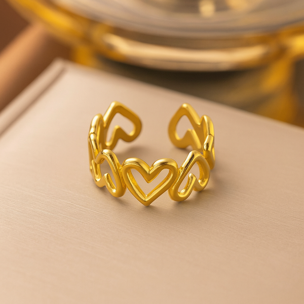Golden Heart Loop Ring – Minimal & Elegant Love Band