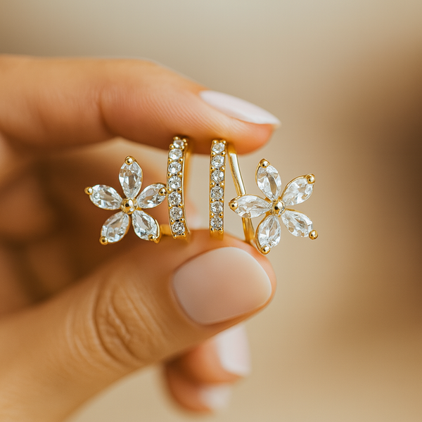 Sparkle Bloom Hoops Earrings