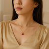 “The Red Cherry Pendant Necklace – Anti‑Tarnish Korean Style”